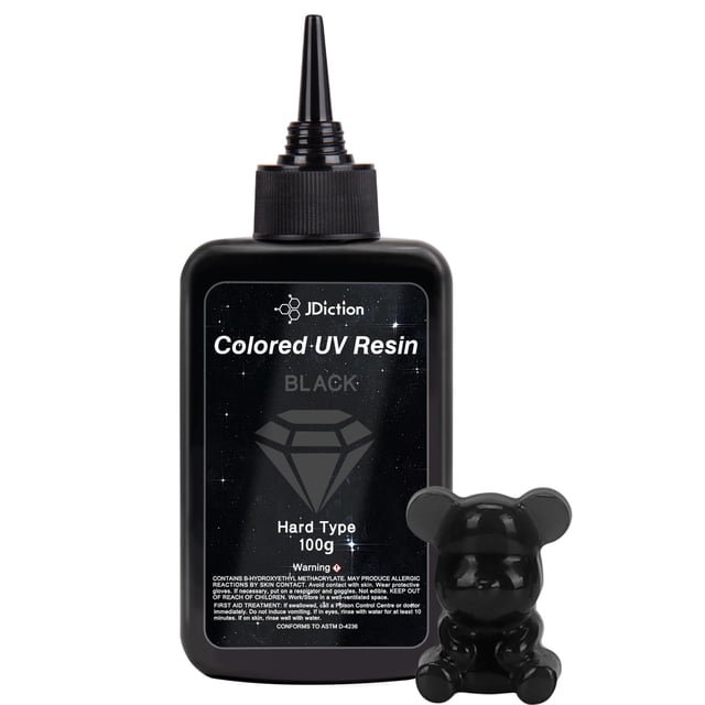 Resina UV negra JDiction de 100 g, sin olor, resina dura para manualidades