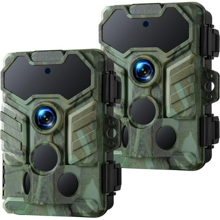 CAMPARK 2 Pack 1080P 32MP Trail Camera – Clear Night Vision Game Camera 0.1s Trigger Time Latest Sensor Motion Hunting Cameras Time-Lapse with 120°Wide-Angle 2.0″ LCD for Wildlife Outdoor Monitoring