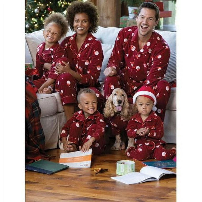 Viworld Family Matching Christmas Pajamas Set Classic Santa Claus Print Button Down Tops Long Pants Home Sleepwear Walmart