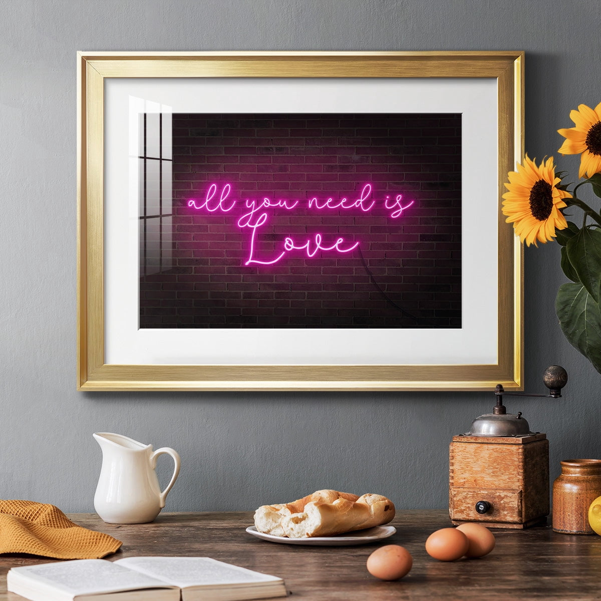 Neon Love I Premium Framed Print - Ready to Hang
