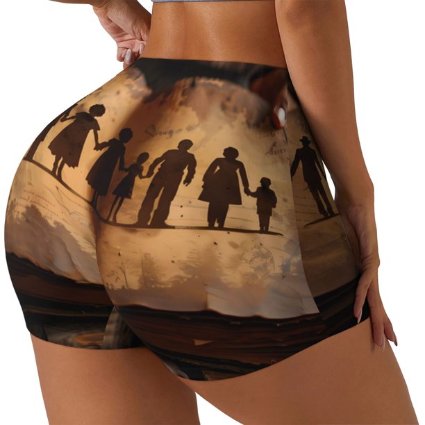 Fotbe Vintage Family History Book Shorts Sin Costuras – Shorts Deportivos de Cintura Alta para Mujer, Elásticos para Gimnasio, Yoga, Running o Ciclismo-Medium