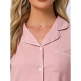 thumbnail image 4 of DARING DIVA Women's Button Up Tops with Pants Pajama Sets L Light Pink, 4 of 7