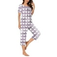 thumbnail image 5 of MuZeFu Women'S Pajama Sets Short Sleeve Shirt and Capri Soft Pajama Sets Women's Round Neck Heart Print Short Sleeve Sleepshirt And Pants Sets Loungewear Pajamas With Pockets, 5 of 6