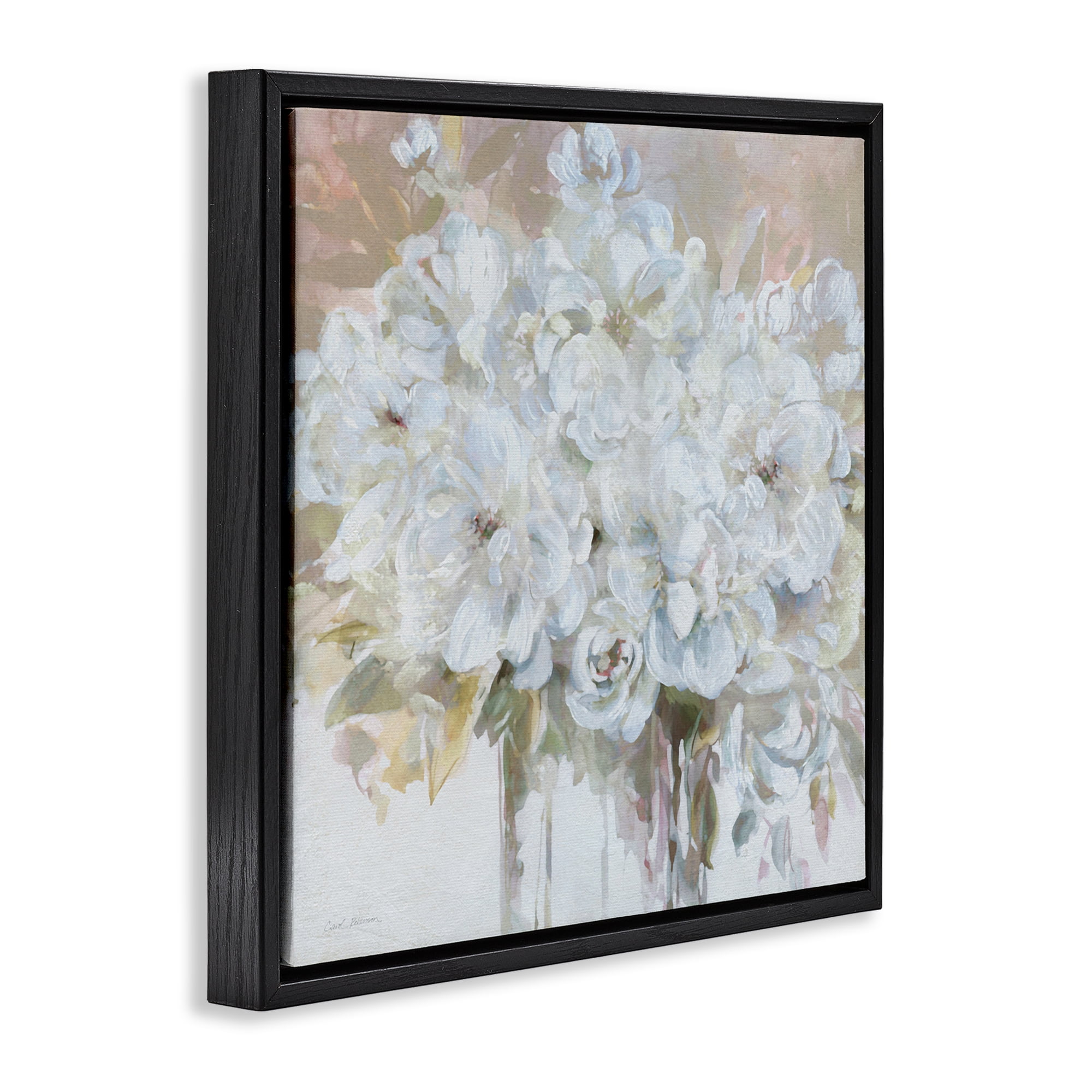 Stupell Industries Soft White Bouquet Serenity Black Framed Floater Canvas Wall Art, design by Carol Robinson