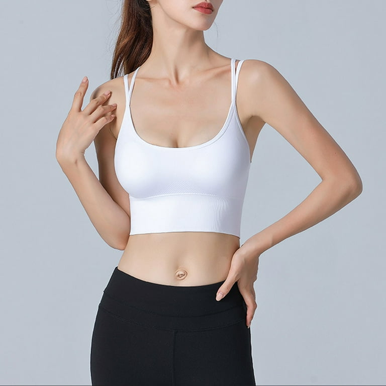 QUYUON Clearance Everyday Bras Women's Large Sports Bra Without Underwire  Wrap Tank Gathering Yoga Fitness Sports Bras Skin-Friendly Lace Bra White