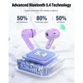 thumbnail image 4 of Auriculares inalámbricos Btootos Bluetooth 5.4 con cancelación de ruido, morados, 4 of 8