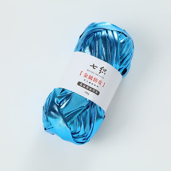 Zhuge 200g Shiny Metallic T-Shirt Yarn, Fabric Cloth Yarn for Crocheting, Knitting, Handmade Bag & Rug Weaving DIY Projects, Sky Blue