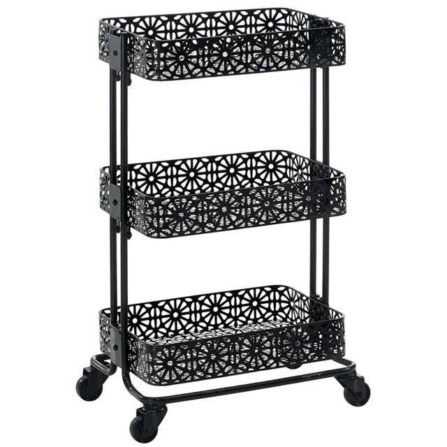Linon Chariot à Trois Niveaux en Métal Tempe en Noir