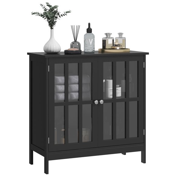 kleankin Modern Kitchen Storage Sideboard with Clear Doors and Shelves