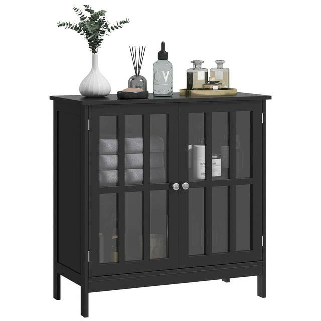 kleankin Buffet de Rangement de Cuisine Moderne avec Portes Transparentes et Étagères
