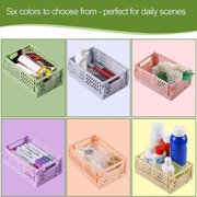 6-Pack Mini Plastic Crates,folding storage crate,Mini Plastic Baskets for Office Organization