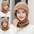 thumbnail image 3 of Visland Women Knitted Hat, Fashion Casual Solid Color Soft Cozy Elastic Thick Knitted Autumn Winter Head Ear Neck Warm Windproof Beanie Cap for Outdoor Daily Wear, 3 of 5