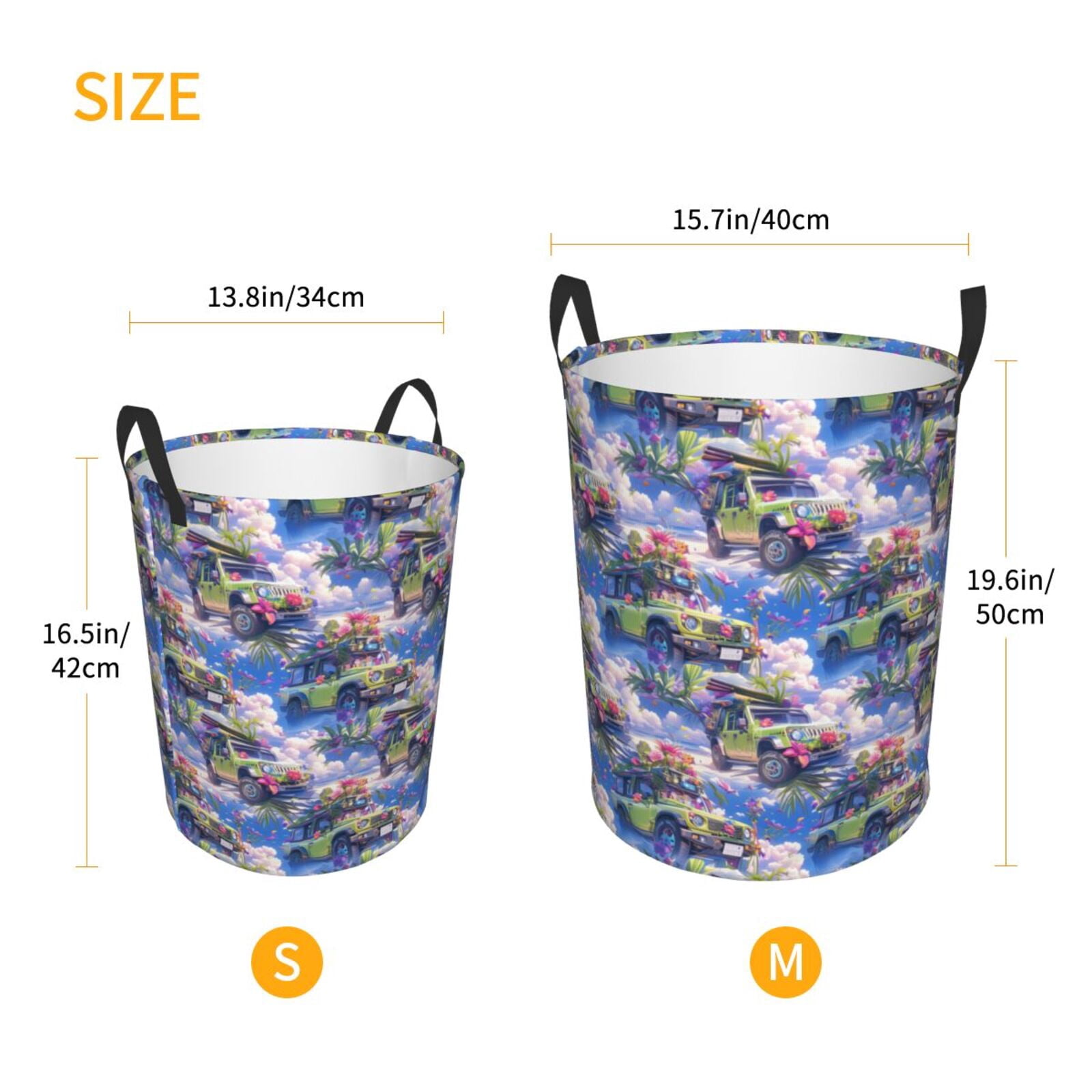 Large Laundry Basket with Handles - summer style green SUV Kids Baby Dirty Clothes Laundry Hamper for Bedroom Aesthetic