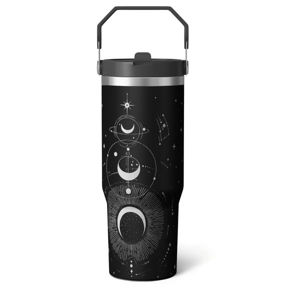 1pc Gothic 30oz Tumbler with Straw & Handle - Insulated Stainless Steel Cup | Holiday Gift for Man Women (Christmas, Valentine's, Birthday)