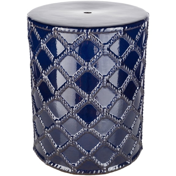 Livabliss Gaylor Traditional Garden Stool, 18" x 14", Navy