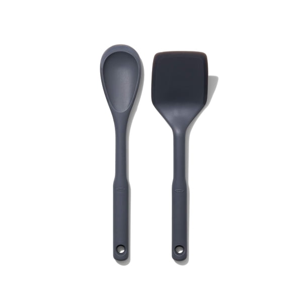 Juego de utensilios OXO Good Grips de silicona, 2 piezas, gris