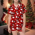 thumbnail image 2 of GBSYEWXS Christmas Adorable Size 2-3 Years Short Sleeve Indoor Shirts Shorts Cartoon Print Lapel Neck Red Outfits Sets, 2 of 4