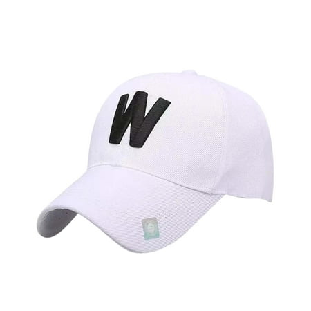 Monogrammed Hat Classic W Letter Baseball Hat Outdoor Travelling Couple Peaked Cap Simple Sunshade Monogrammed Cap ()