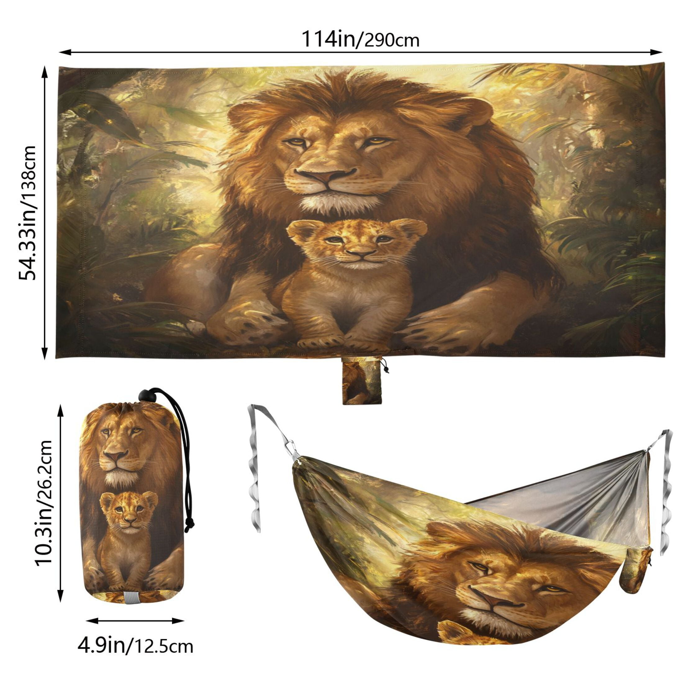 Hammock Camping Hammock Nylon Portable Hammock Travel Camping Hammock Father and Son Lions