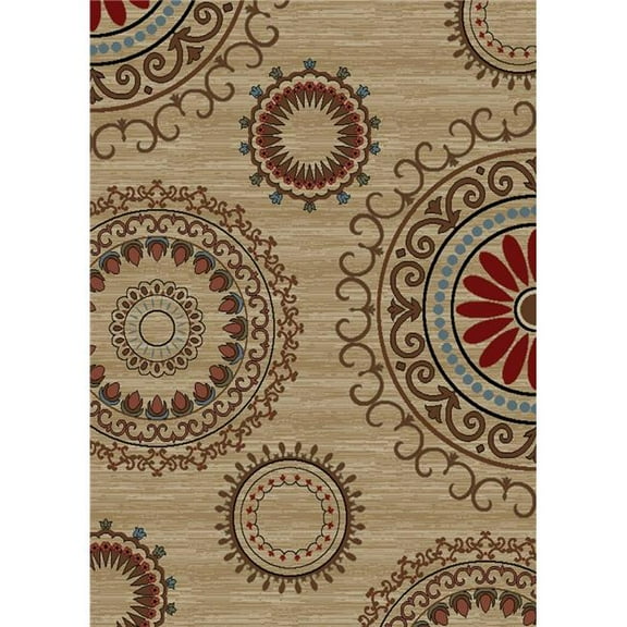Mayberry Rug CT6711 5X8 5 ft. 3 in. x 7 ft. 3 in. City Kaleidoscope Area Rug, Beige