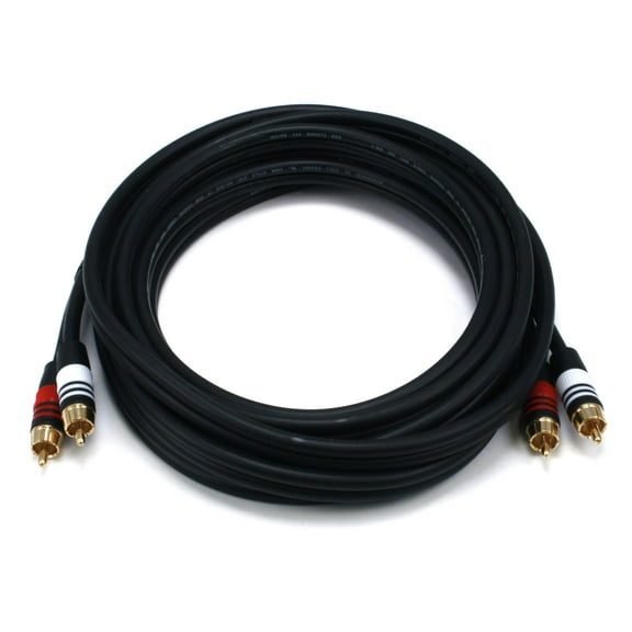 Monoprice Premium RCA Cable - 15 Feet - Black | 2 RCA Plug to 2 RCA Plug, Male to Male, 22AWG