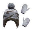 thumbnail image 2 of Jumpingount Gorro Conjunto de guantes Diseño de orejeras Gorros de punto para niños con patrones de dinosaurios Dibujos animados Accesorios de invierno Sombreros Verde Gris L 4-5 años Jumpingount AP009413-12B, 2 of 6