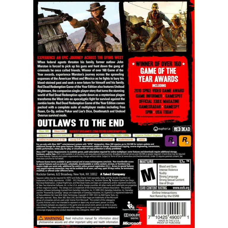 Red Dead Redemption - Game of the Year Edition Xbox 360 Brand New 