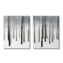 Stupell Industries Winter Snow Tree Forest Haze Eerie Cold Canvas Wall Art, 24 x 30