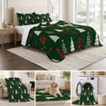 thumbnail image 6 of Quilts King Size Bedding Set, Green Christmas Lightweight Quilted Comforter, Xmas Trees Snowflakes Plaid Dots Rustic Soft Reversible Bedspread Coverlet with Pillow Covers for All Season, 96" x 106", 6 of 9