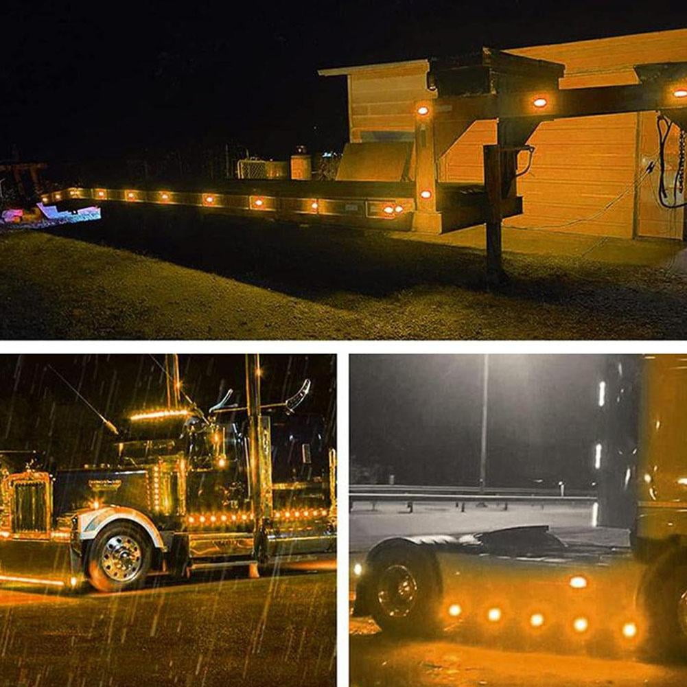 5 PCS LED Watermelon Lights for Semi Trucks, Side Marker Indicator Lamp & Bezel Stop Turn Signal Light, Durable Outline Design for Motor Vehicles