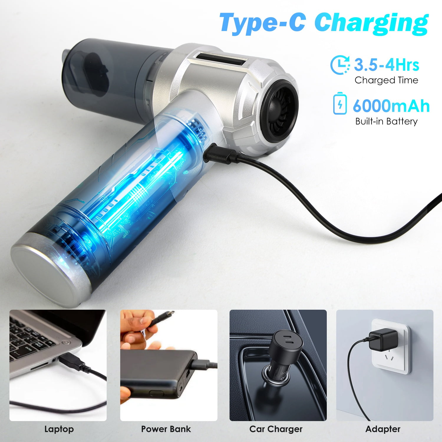 Moclever Cordless Car Vacuum Cleaner Portable Handheld Vacuum with 20000PA Suction Brushless Motor 3 Suction Levels for Home Car Office