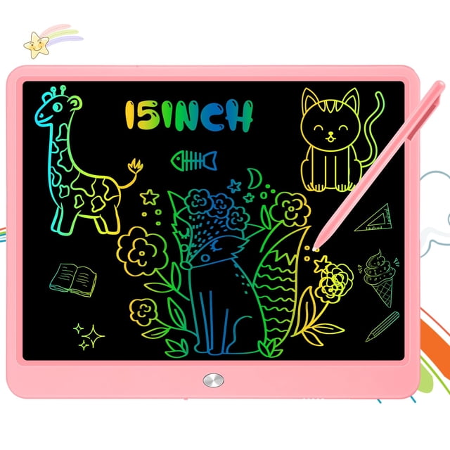 Tableta de Escritura Decute 15" LCD Reutilizable para Dibujar Rosa