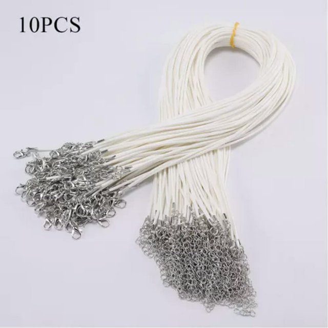 CUITING 10Pcs Leather Wax String Lobster Clasp Chain Pendant Necklace Rope Cords DIY 2MM-coffee-2mm