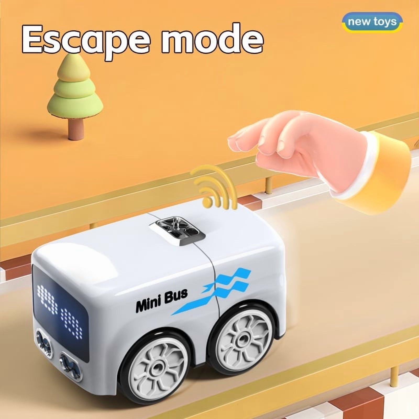 Interactive Smart Minibus Intelligent Remote Control Induction Car Mini Desktop Gesture Following Small Bus Induction Obstacle Avoidance Remote Control Toy Car