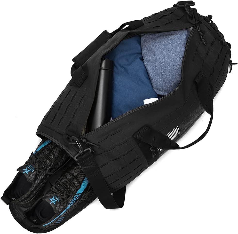 favastee 40L Military Tactical Duffle Bag For Men Sport Gym Fitness Tote Travel Training Workout With Shoe Compartment Basketball Football Weekender