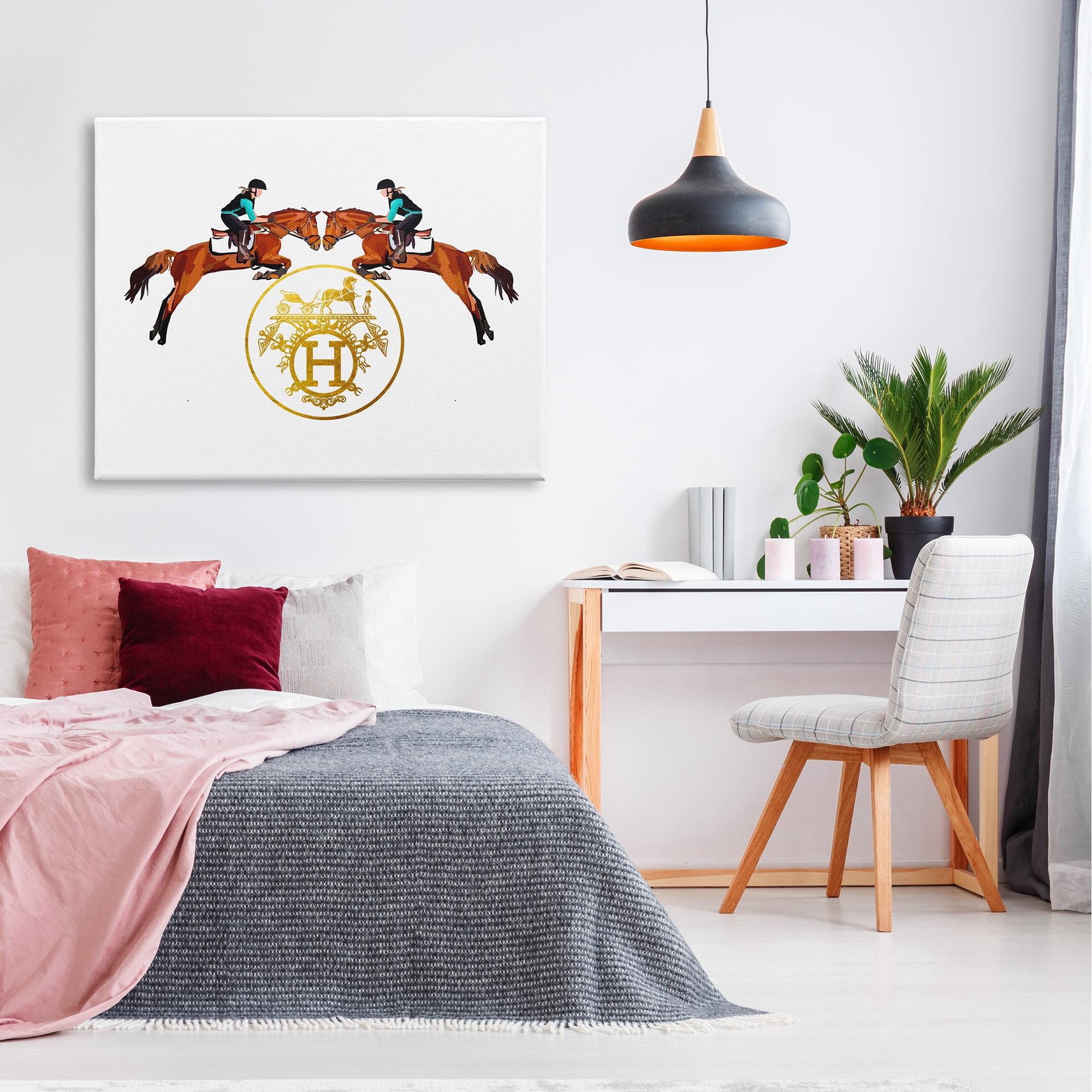 Stupell Industries Glam Emblem Polo Jockeys Animals & Insects Painting Gallery Wrapped Canvas Art Print Wall Art, 48 x 36