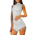 thumbnail image 4 of Women's Dresses, Contrast Rhinestone Round Neck Sleeveless Dress, Women's Casual Wear-2-S, 4 of 7