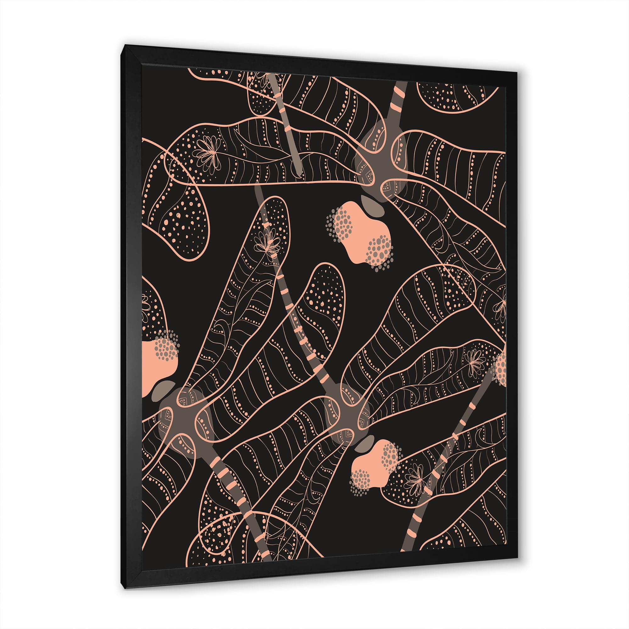 Designart 'Dragonflies With Folk Art Seamless Pattern' Bohemian & Eclectic Framed Art Print