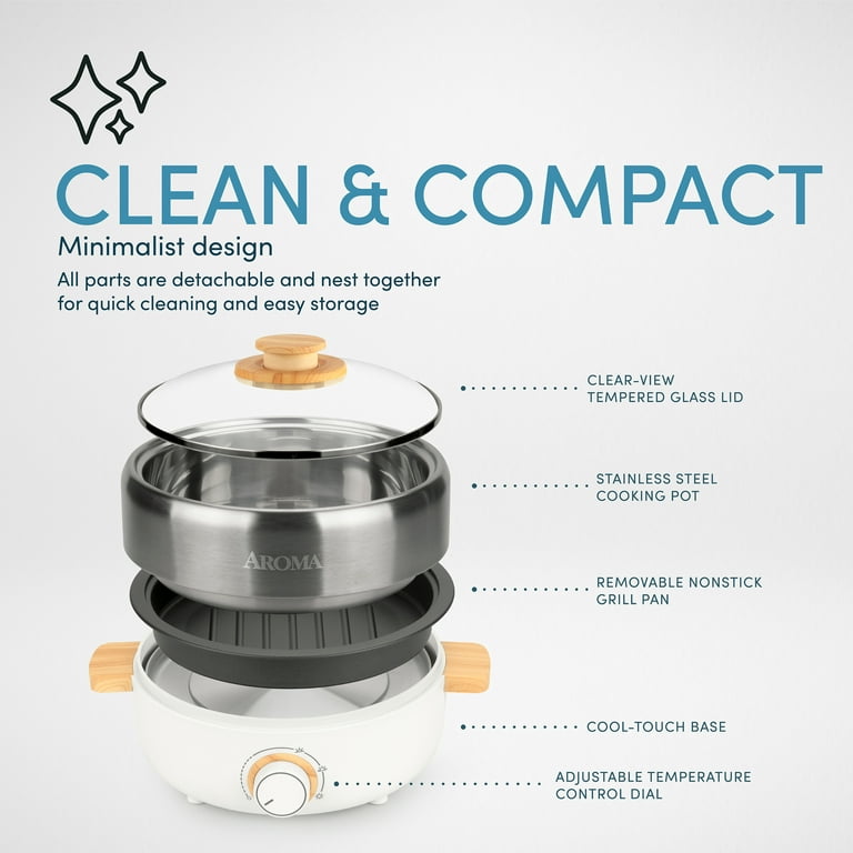 2.5-Liter Smart Electric Hot Pot & Rapid Boil Steamer with