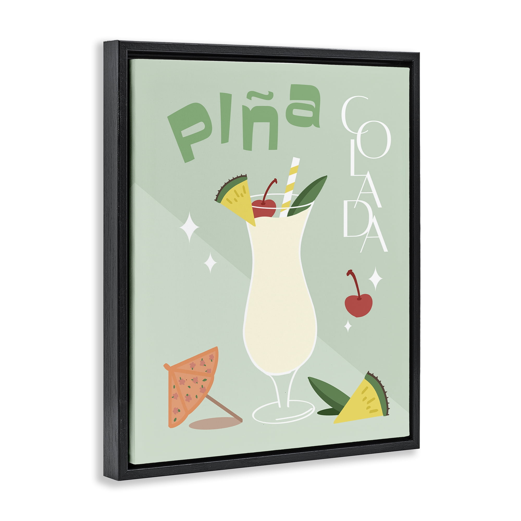 Stupell Industries Pina Colada Typography Food & Beverage Painting Black Floater Framed Canvas Art Print Wall Art, 25 x 31