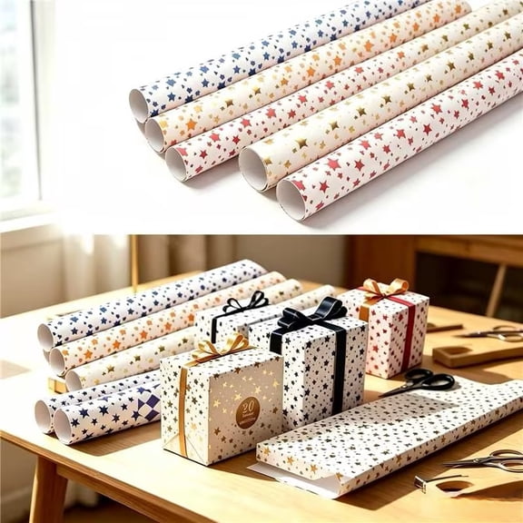 Goodw7 Decorative Gift Wrap, Thick Glossy Star Floral Paper, Versatile Use for Holiday Celebrations Birthday Parties Wedding Supplies and Creative Crafting
