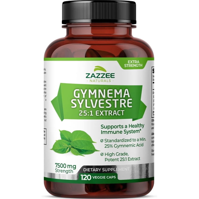 Zazzee Naturals Gymnema Sylvestre 25:1 Extract | 7,500 Mg | 120 Servings | 120 Veggie Capsules