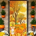 thumbnail image 5 of Oioii Door Cover Thanksgiving Backdrop Pumpkin Sunflower Harvest 35.43x70.87in Autumn Banner for Porch Party Decorations Wall Decor Photo Booth Props, 5 of 6