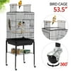 Alden Design 53.5" Metal Rolling Bird Cage with Play Top Stand, Dark Gray