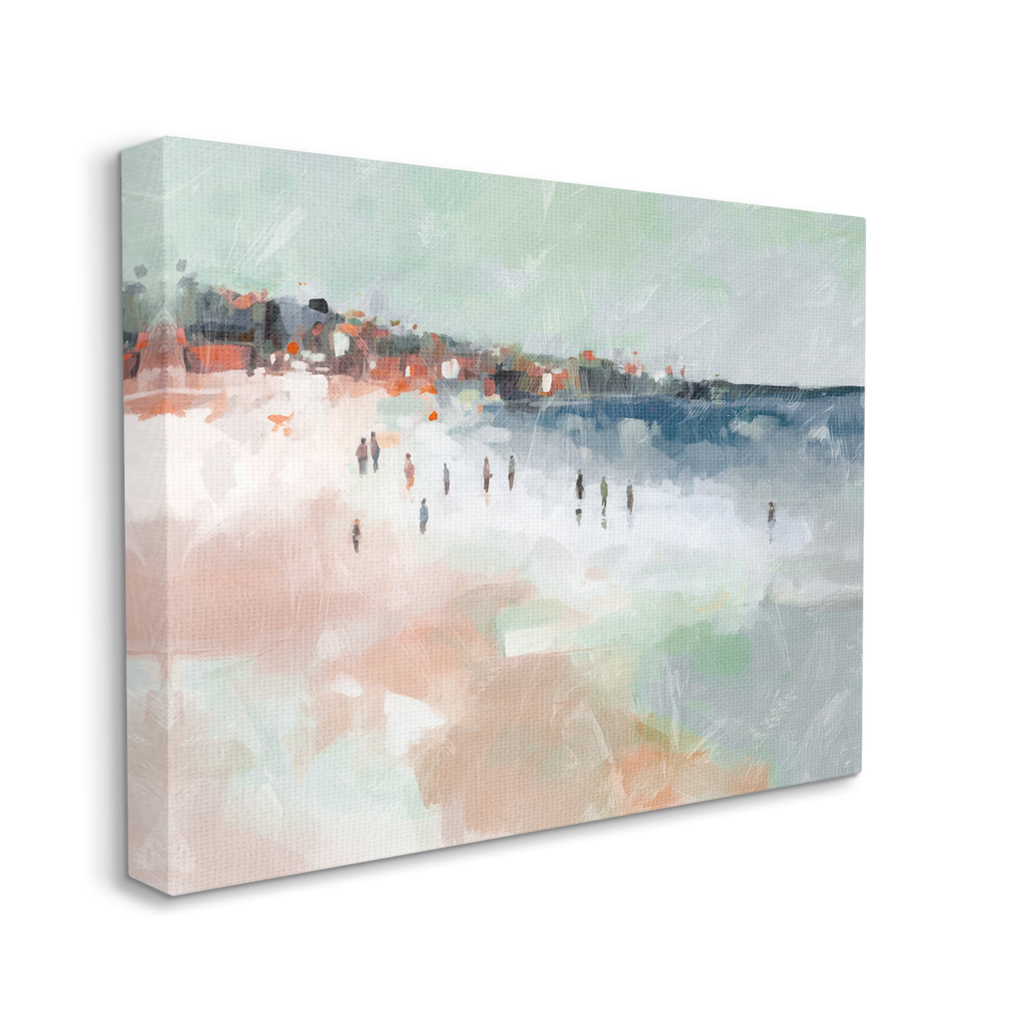 Stupell Industries Abstract People on Shore Landscape Painting Gallery Wrapped Canvas Art Print Wall Art, 48 x 36