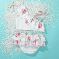 thumbnail image 4 of Toddler Girls Kids Swimsuit Sling Flower Leopard Print Beach Ruffle Bikini Suit, 4 of 9