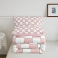thumbnail image 5 of Erosebridal White Pink Plaid Comforter Set Queen Light Pink Checkerboard Bedding Set,Checkered Grid Quilt Set Modern Aesthetic Geometric Bed Set Room Decor, 5 of 8