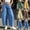 Blue, variant on Hvogkswy Women High Waist Polka Dot Cropped Wide Leg Jeans Trendy Stretch Denim Pants Washed Vintage Casual jeans for 2026