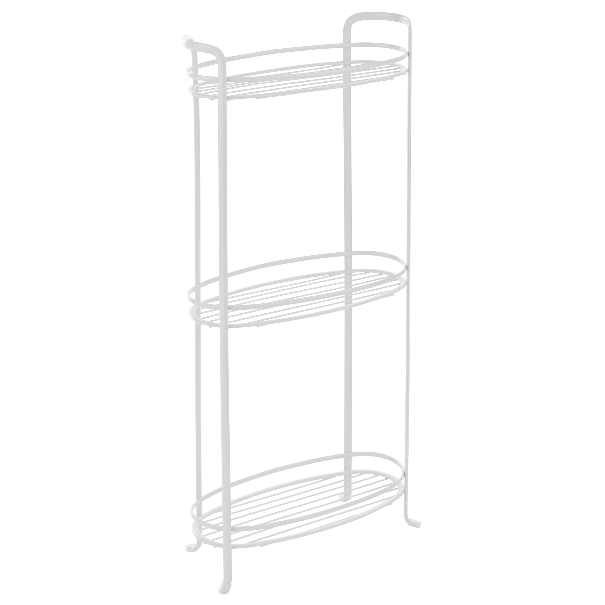 mDesign Storage Rack — Metal Tower with 3 Storage Baskets — Bathroom Organiser for Toiletries Books and More — Matte Black Towels 
