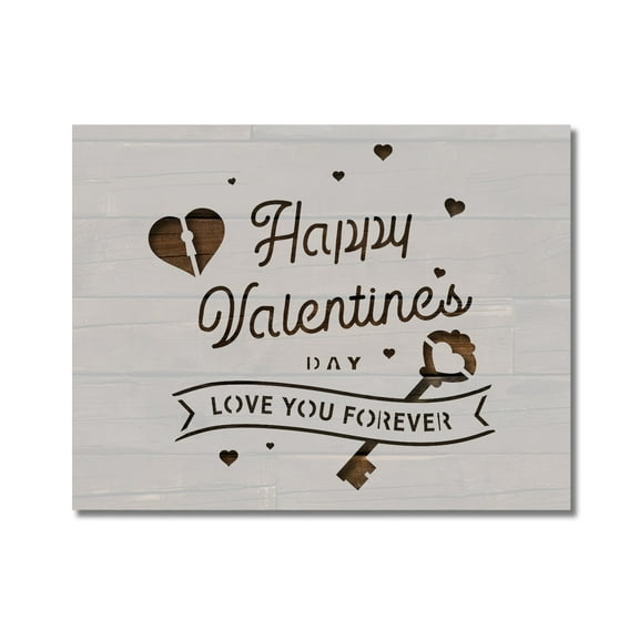 Love You Forever Valentine's Day Stencil Template Reusable 8.5 x 11 Inches for Painting on Walls, Wood, Arts and Crafts by Stencilville
